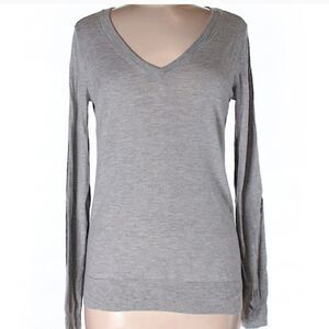 The Limited Sweater Wool Women's V Neck Pullover Color Block Light / Dark Gray M